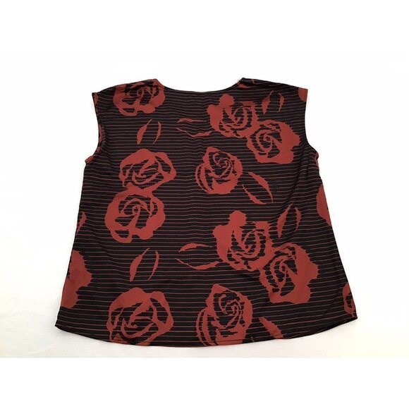 Halogen Womens Size Small Burgundy Rosette Stripe Lace Trim Sleeveless Blouse - Picture 3 of 6